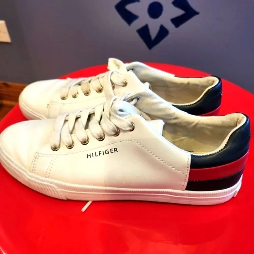Hilfiger Leather Sneakers with Red and Blue Accents